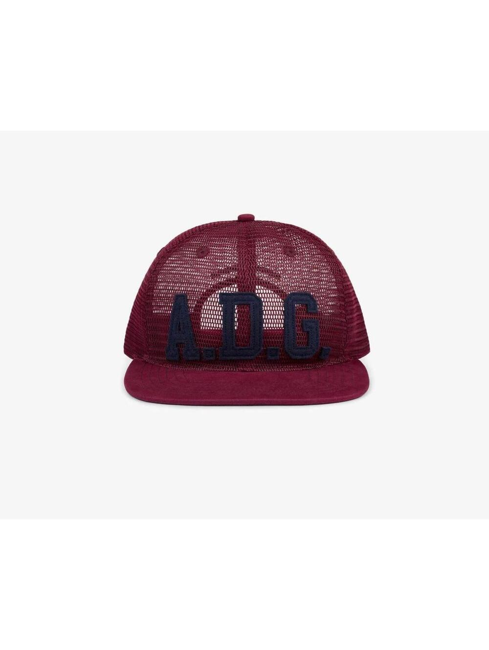 Denim Tears Maroon and Navy Adjustable Snapback Trucker Hat